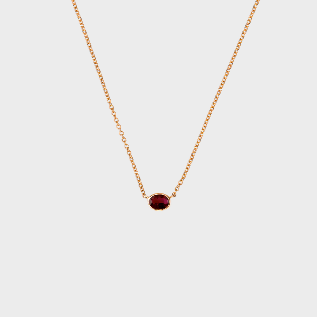 Gemstone Bezel Set Oval Necklace