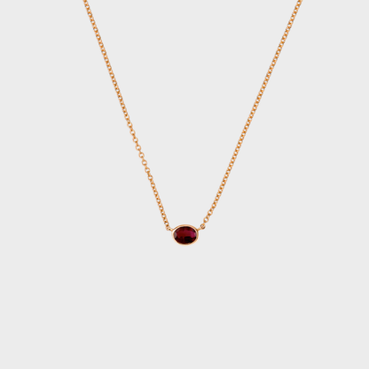 Gemstone Bezel Set Oval Necklace