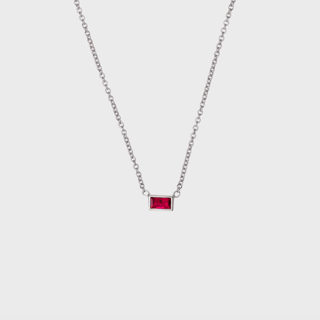 Gemstone Baguette Bezel Necklace