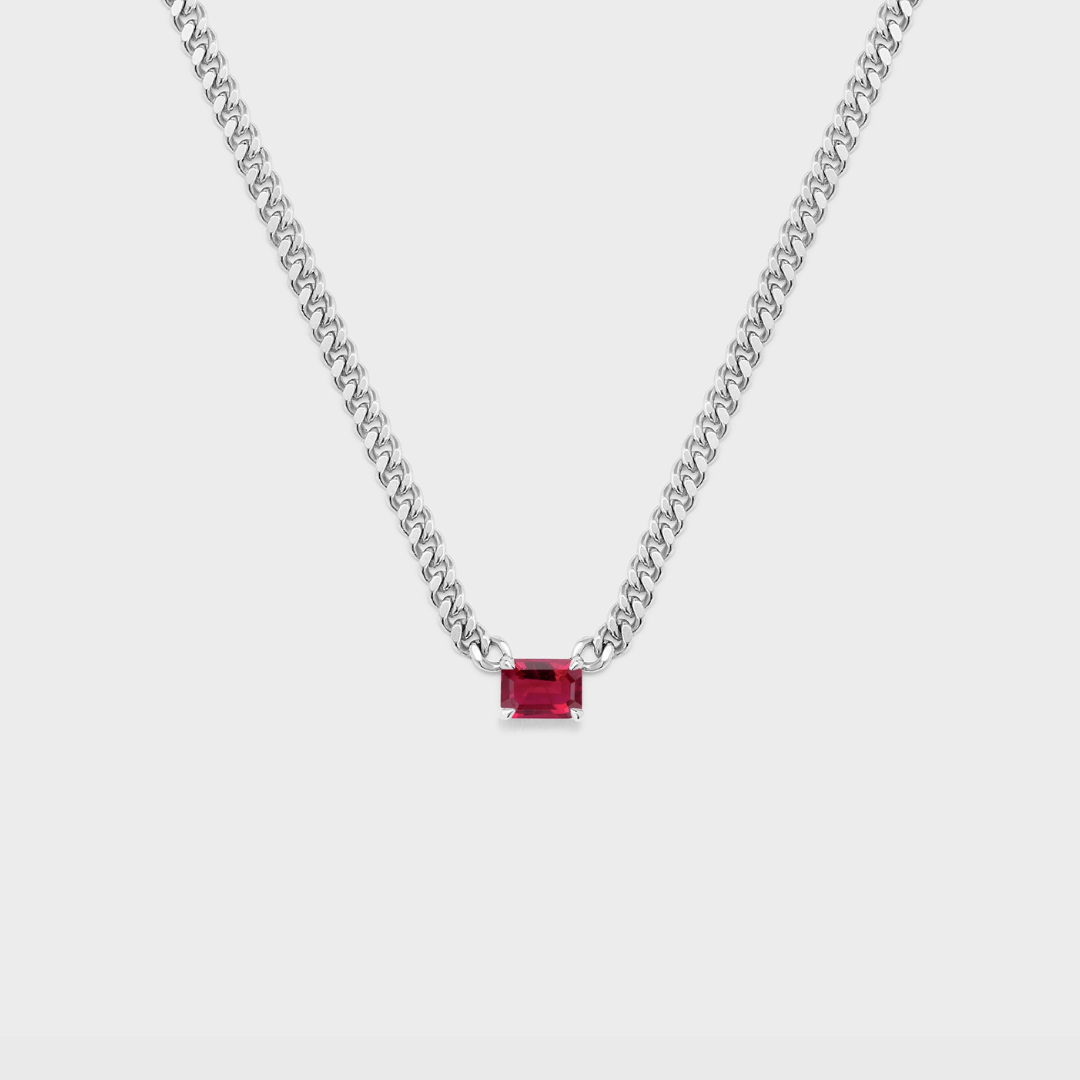 Gemstone Emerald Cut Chelsea Chain Necklace