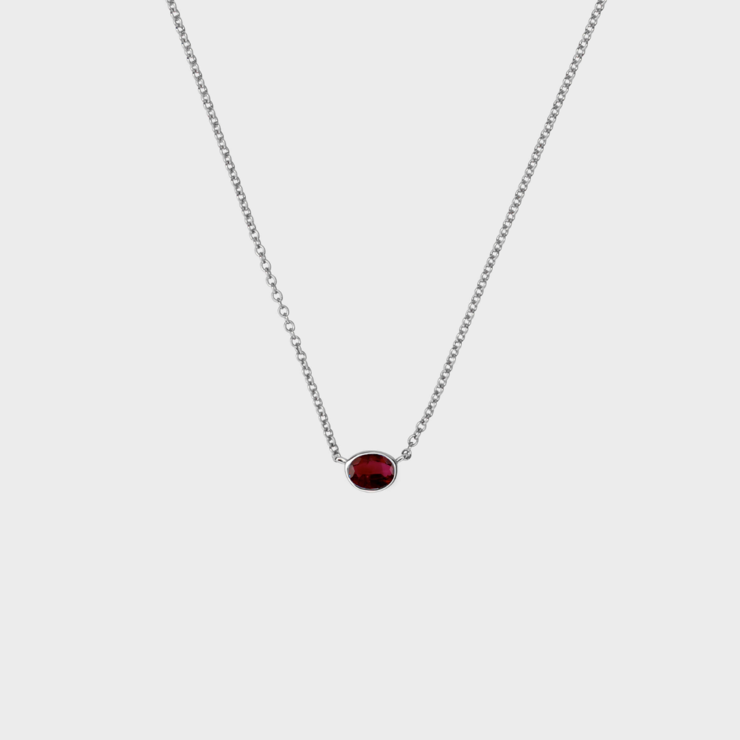 Gemstone Bezel Set Oval Necklace