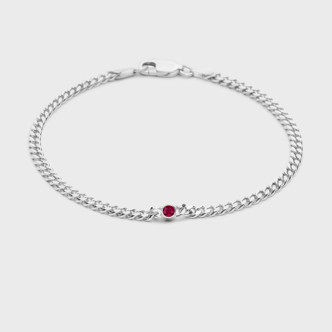 Gemstone Round Chelsea Chain Bracelet