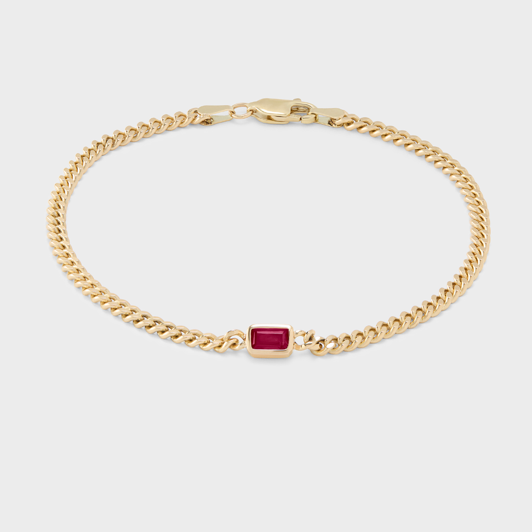 Gemstone Emerald Cut Chelsea Chain Bracelet