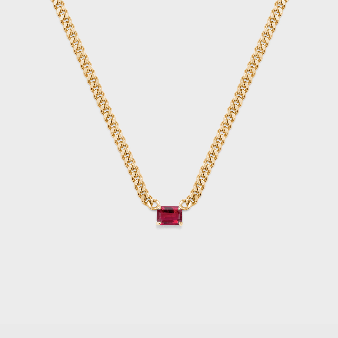 Gemstone Emerald Cut Chelsea Chain Necklace