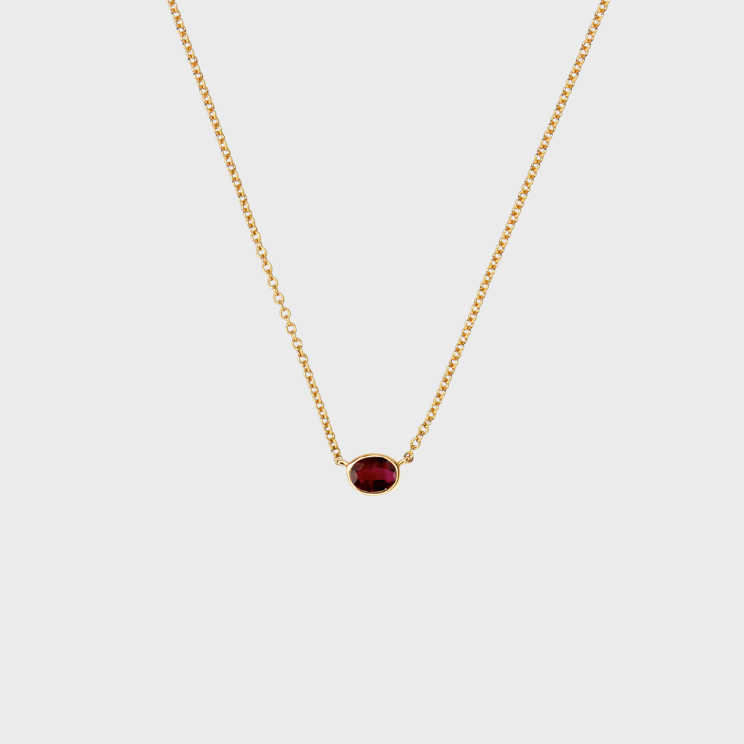 Gemstone Bezel Set Oval Necklace
