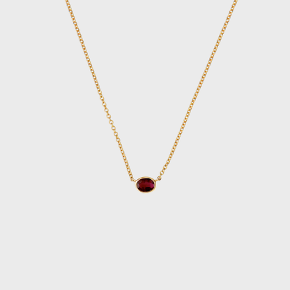 Gemstone Bezel Set Oval Necklace