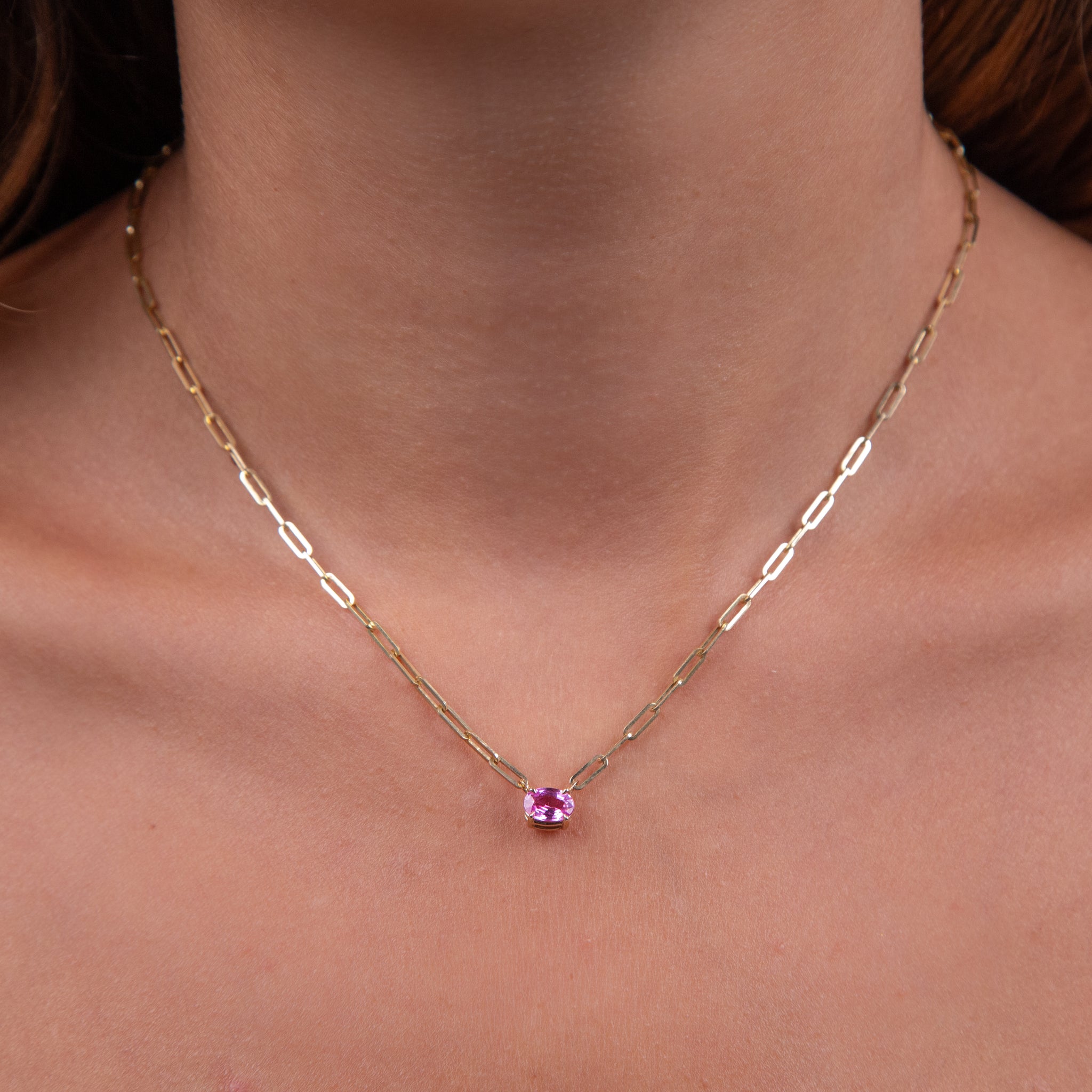 Pink Sapphire Necklace Gold