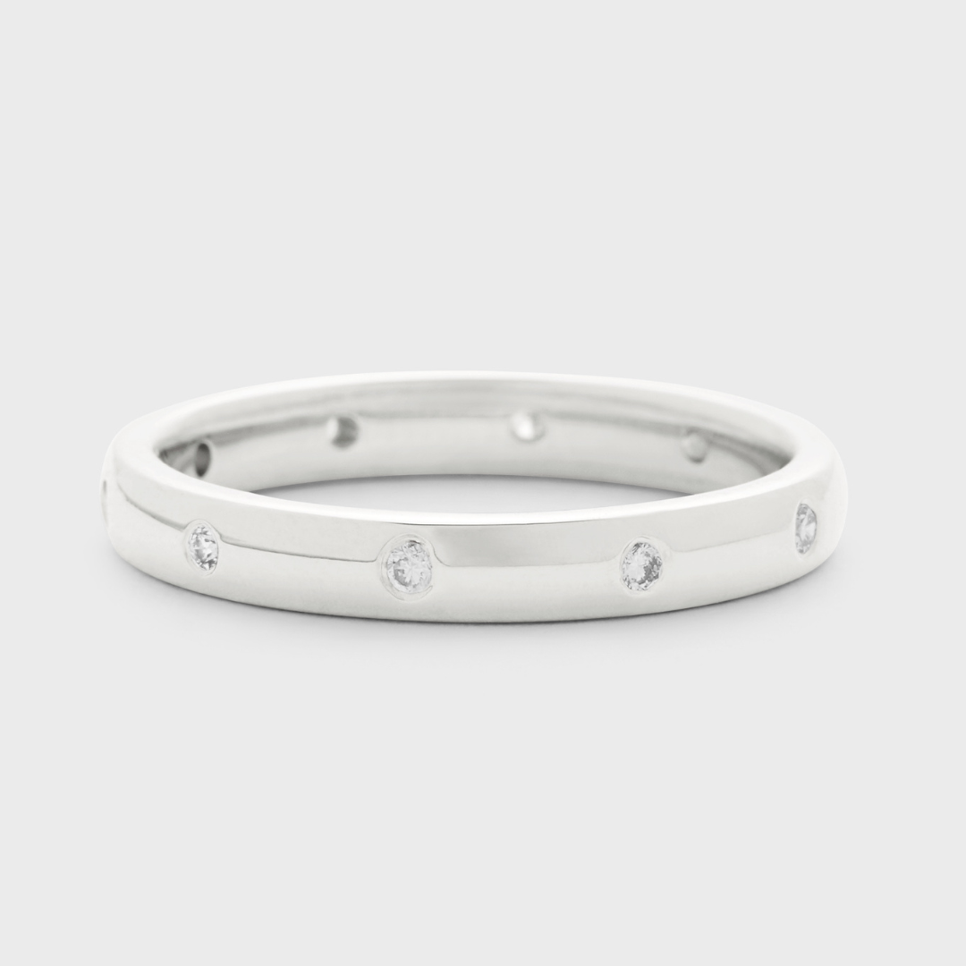 Slim Burnished Diamond Band