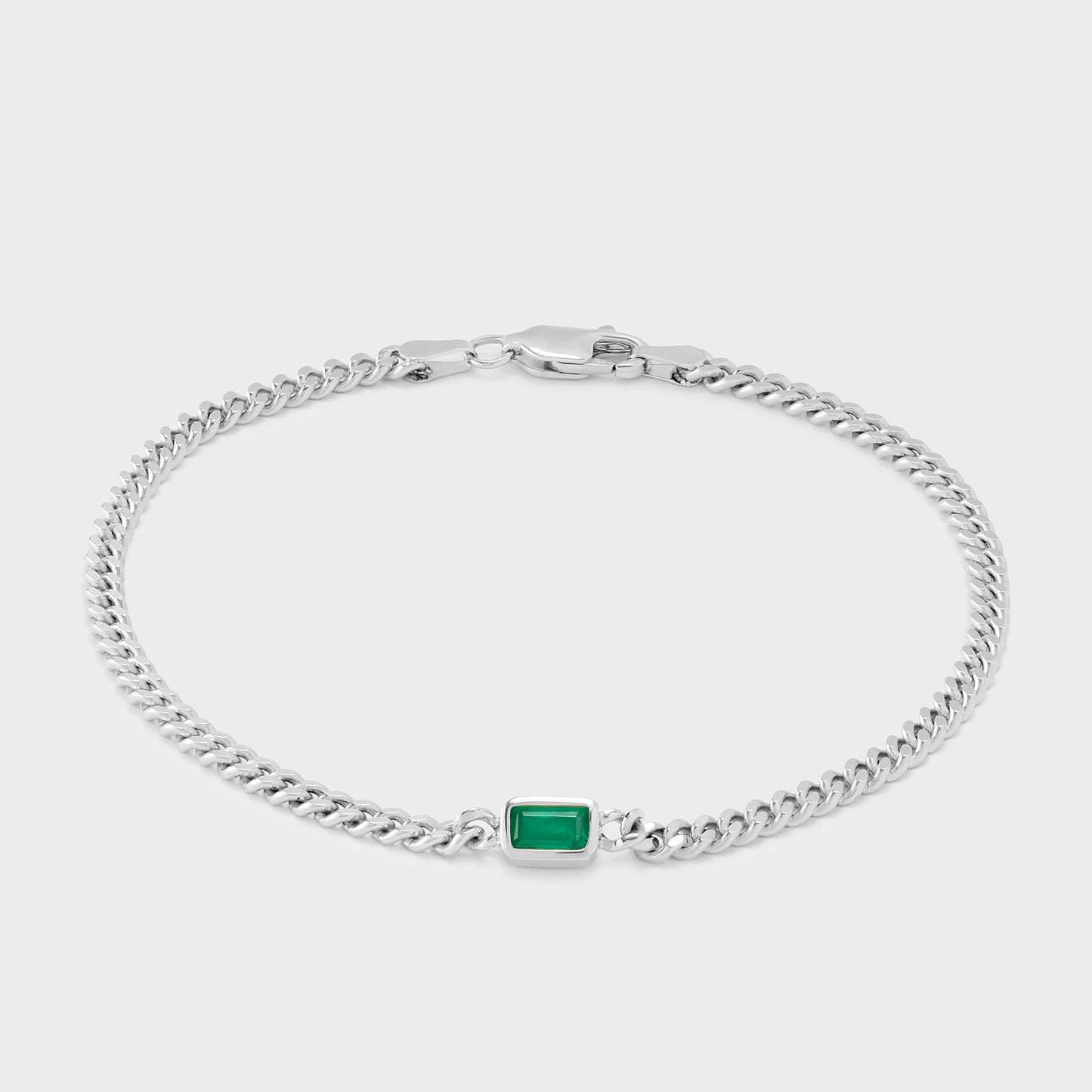 Gemstone Emerald Cut Chelsea Chain Bracelet