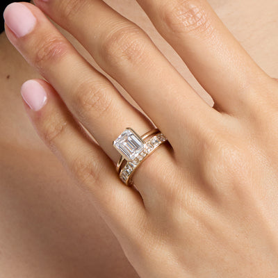Half Bezel Three Stone Engagement Ring - Edwin Novel Jewelry Design
