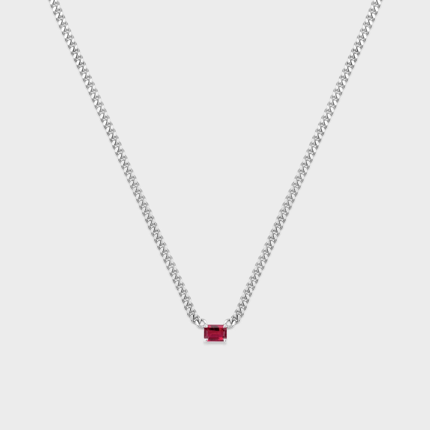 Gemstone Emerald Cut Chelsea Chain Necklace