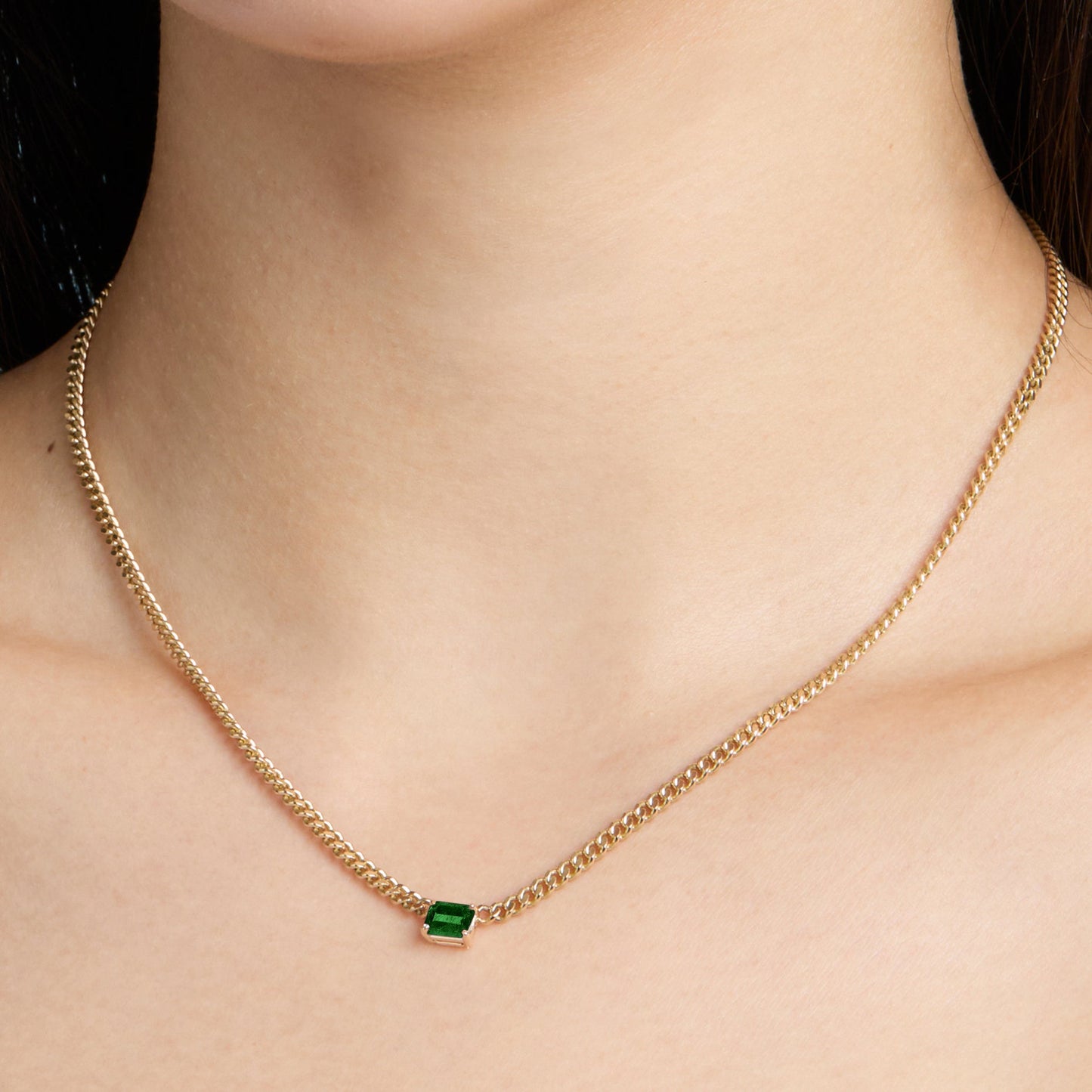 Gemstone Emerald Cut Chelsea Chain Necklace