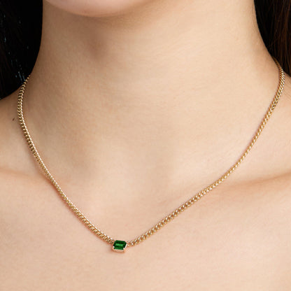 Gemstone Emerald Cut Chelsea Chain Necklace