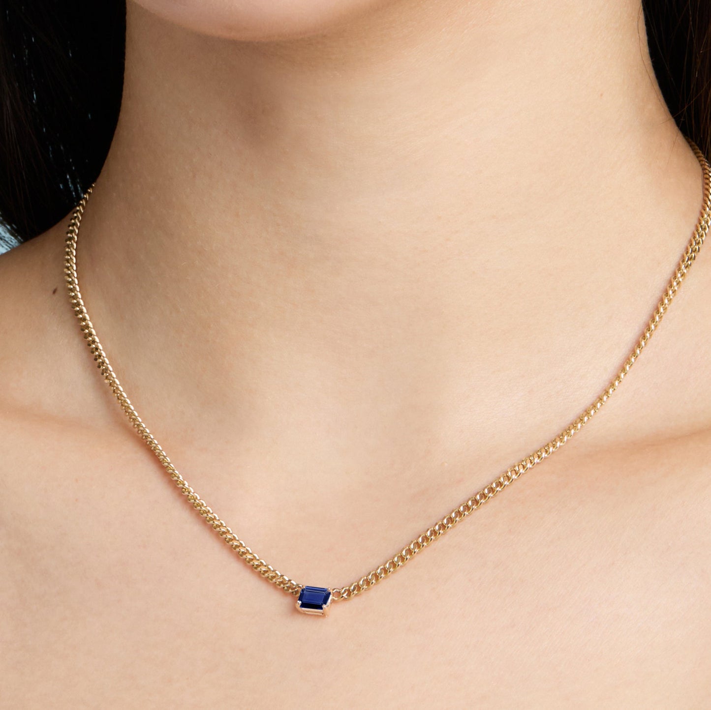 Gemstone Emerald Cut Chelsea Chain Necklace