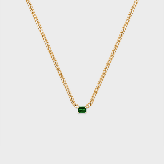 Gemstone Emerald Cut Chelsea Chain Necklace