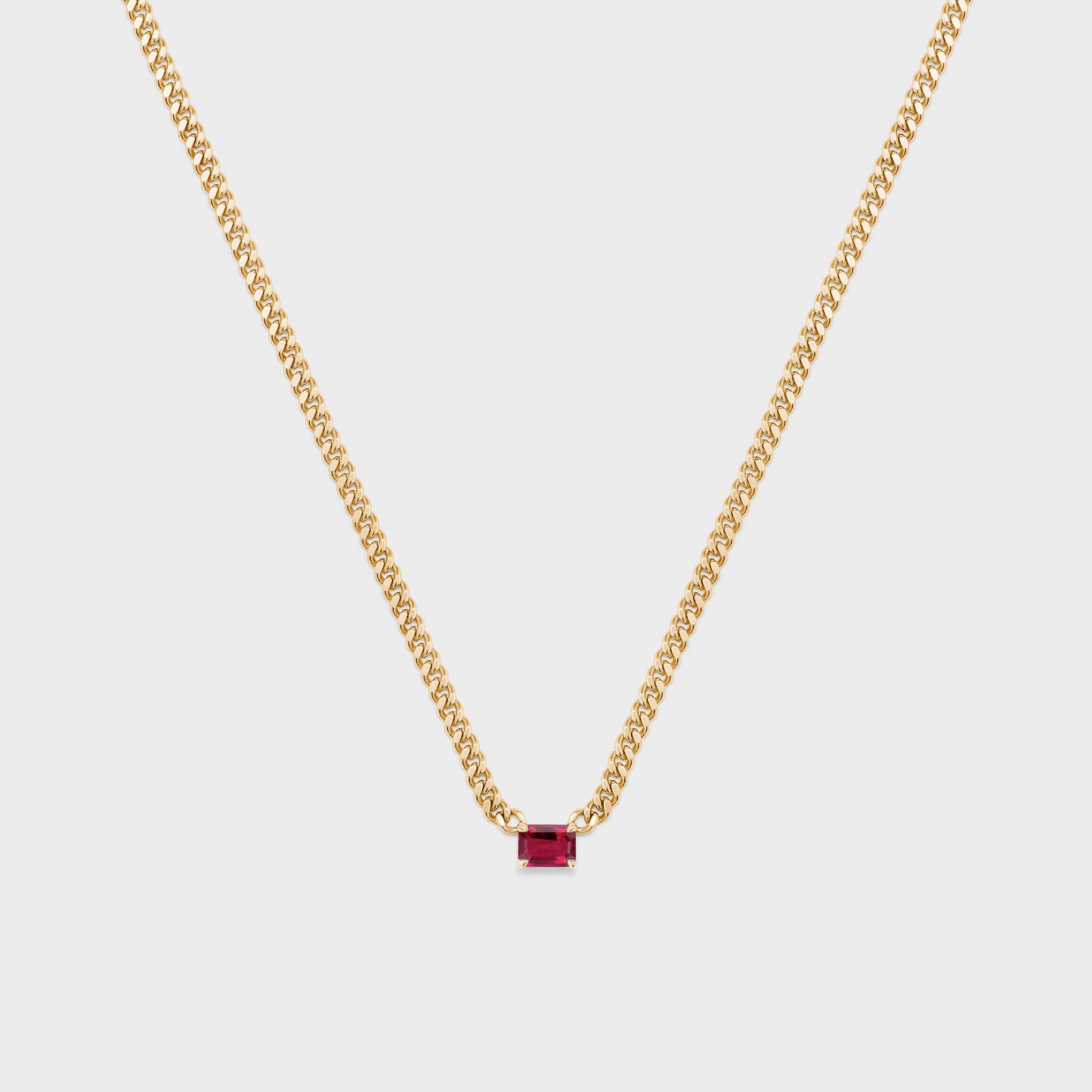 Gemstone Emerald Cut Chelsea Chain Necklace