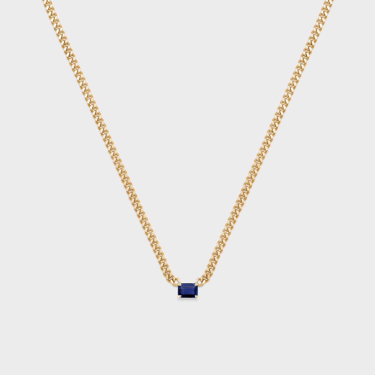 Gemstone Emerald Cut Chelsea Chain Necklace