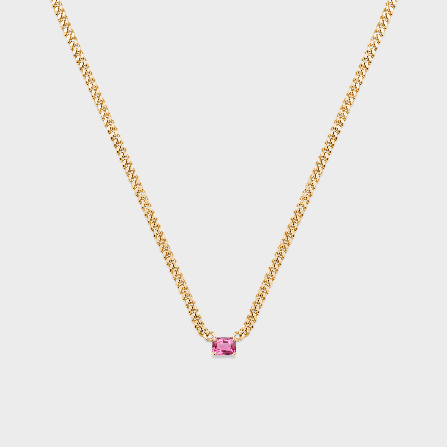 Gemstone Emerald Cut Chelsea Chain Necklace