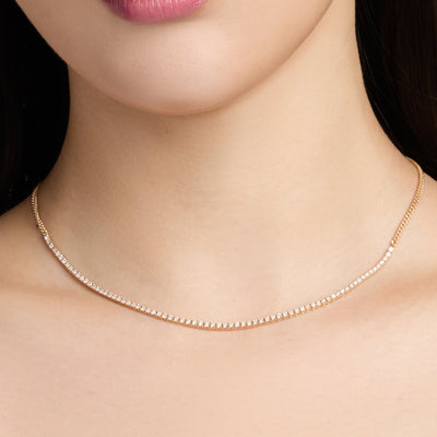 1.15 CTTW Half Diamond Choker Tennis Necklace in White Gold 14 inches | New  York Jewelers Chicago