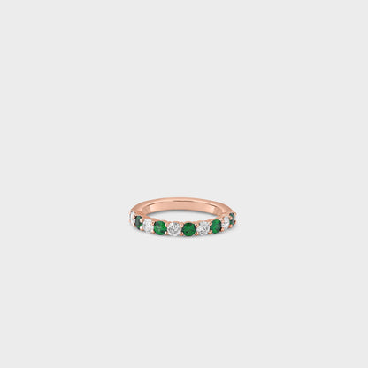 Emerald Gemstone & Diamond Band