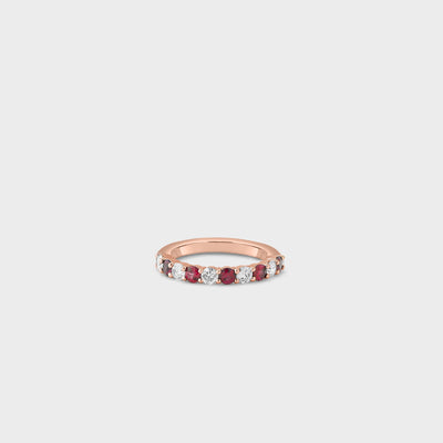 Classic 2mm Round Red Ruby Gemstone Wedding Band Ring