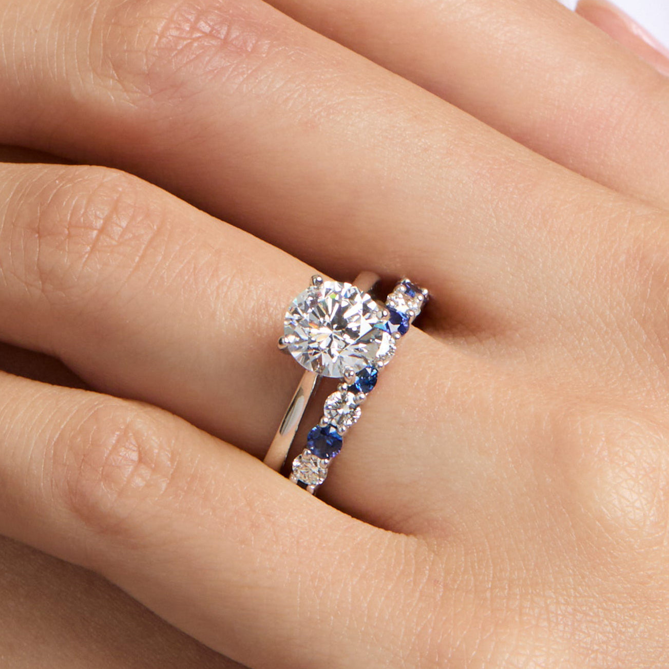 Sapphire Gemstone & Diamond Band