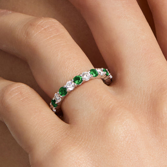 Emerald Gemstone & Diamond Band