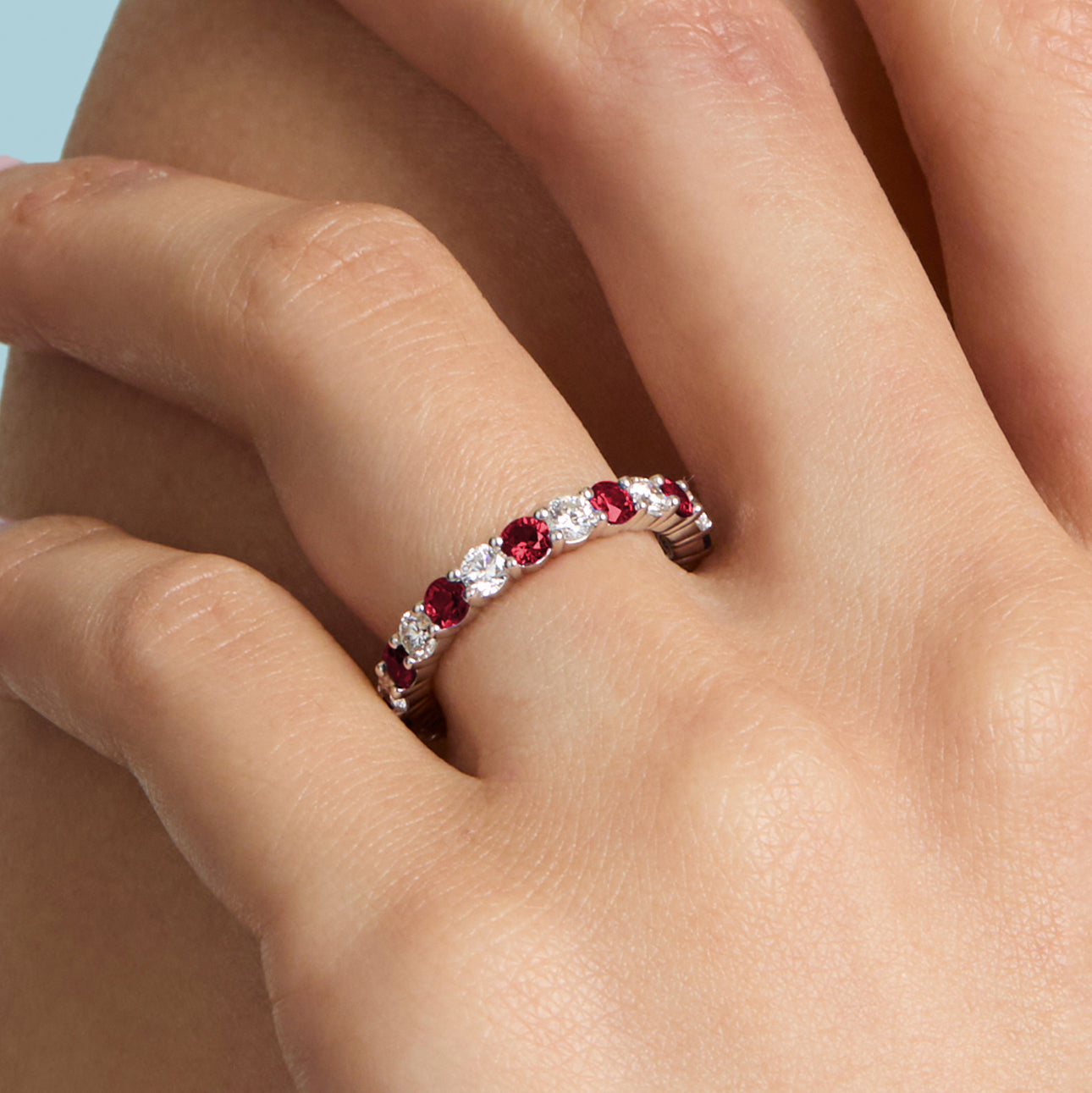 Ruby Gemstone & Diamond Band