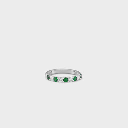 Emerald Gemstone & Diamond Band