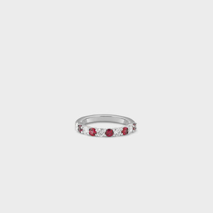 Ruby Gemstone & Diamond Band
