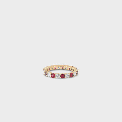 Ruby Gemstone & Diamond Band