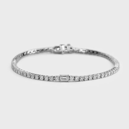 Tennis Bracelet with Emerald Cut Diamond