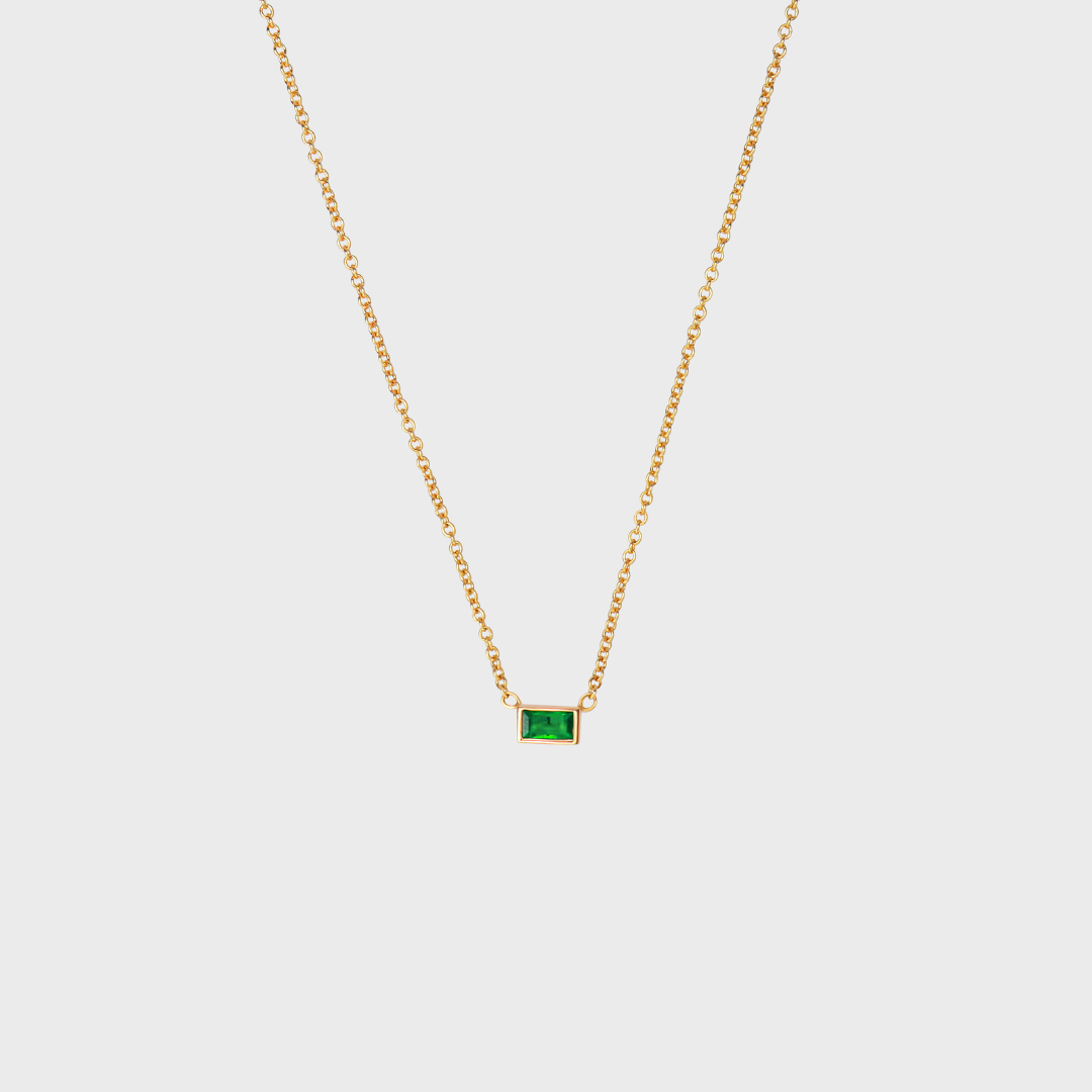 Gemstone Baguette Bezel Necklace