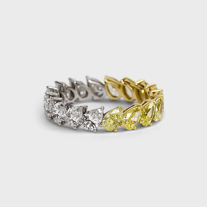Fancy Yellow and White Diamond Band