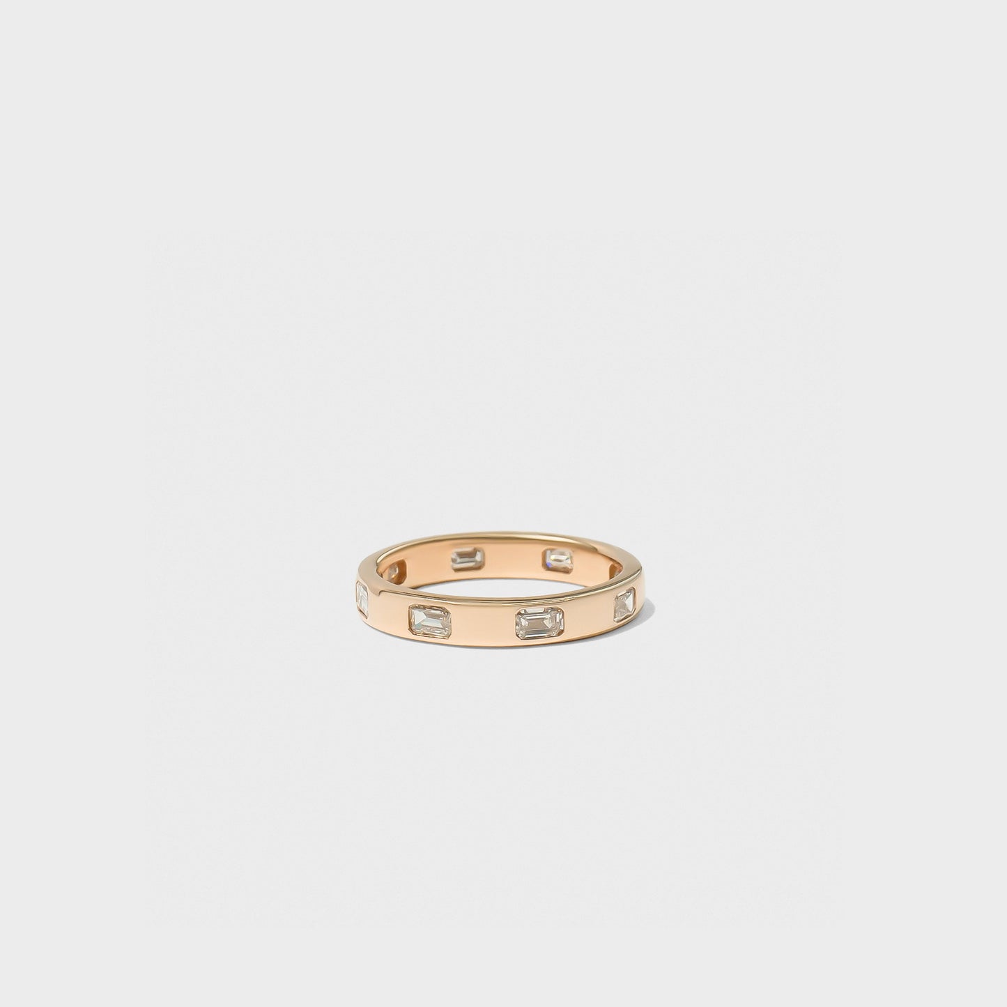 Bold Inlay Emerald Cut Diamond Band