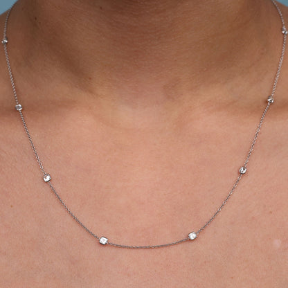 Asscher Cut Diamond Station Necklace