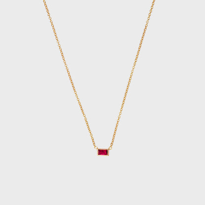 Gemstone Baguette Bezel Necklace