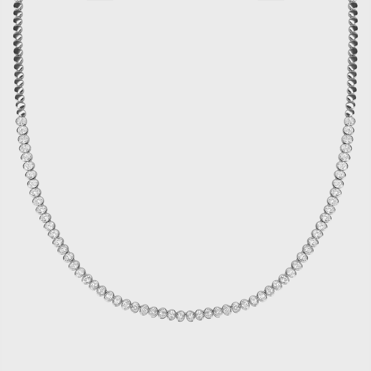 Bezel Set Oval Tennis Necklace
