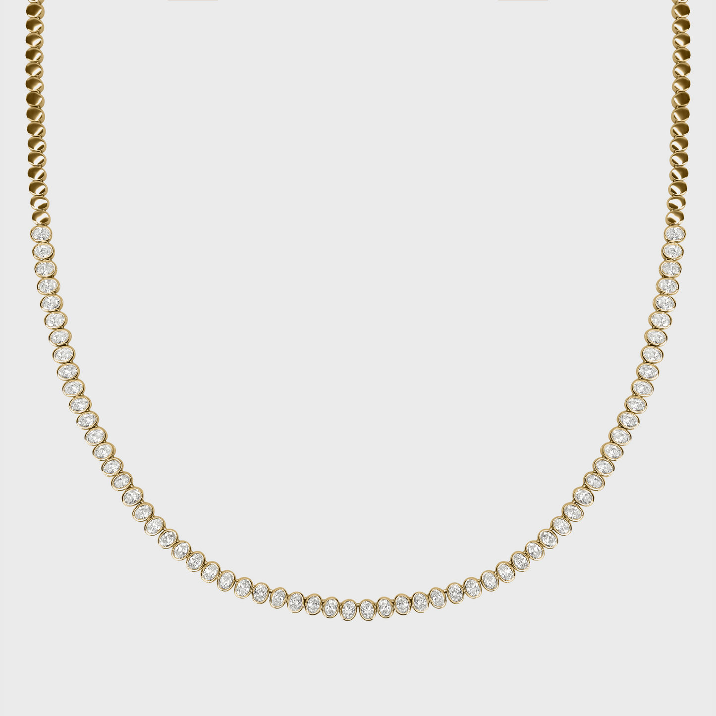 Bezel Set Oval Tennis Necklace