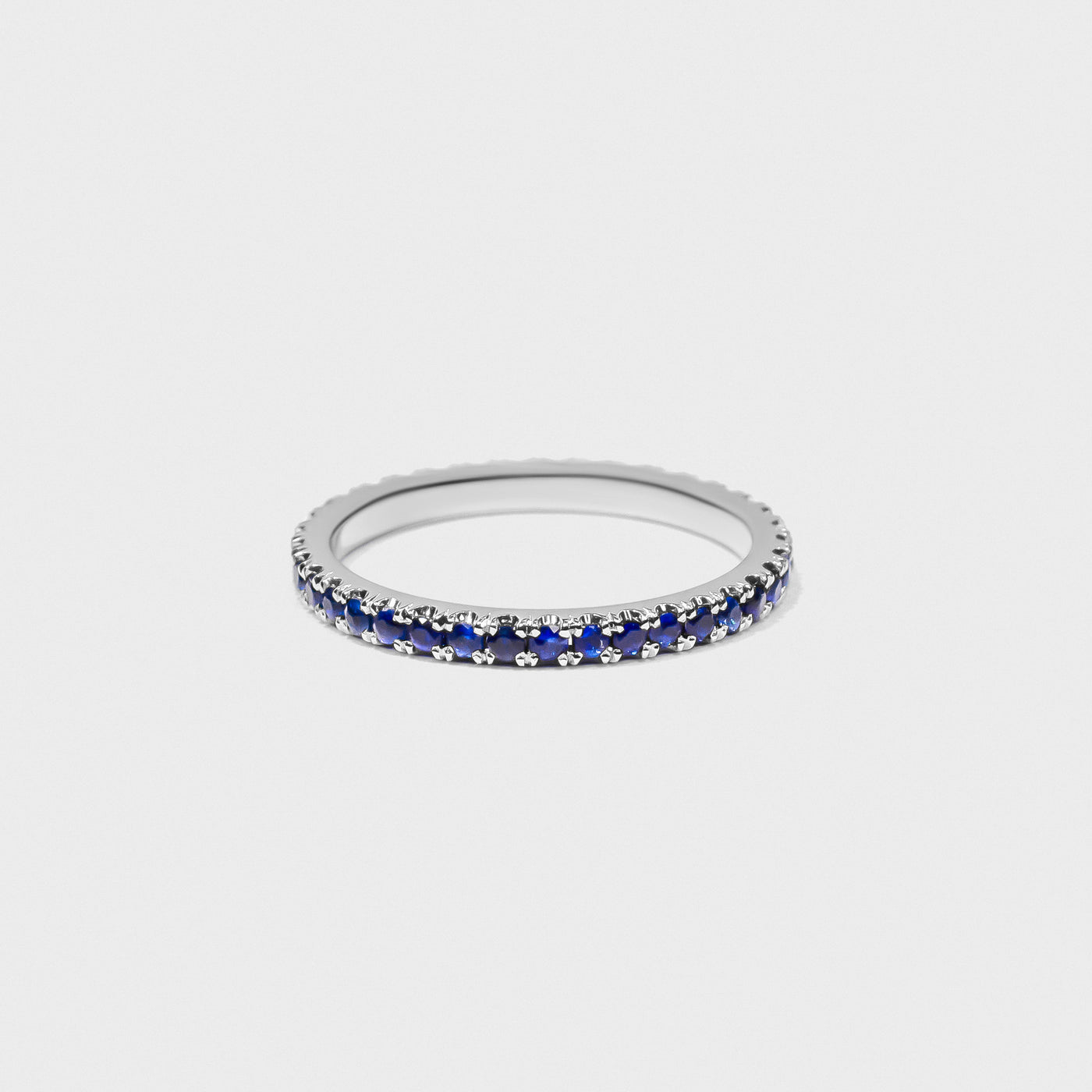 Blue Sapphire Gemstone Pave Band