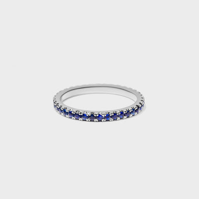 Blue Sapphire Gemstone Pave Band