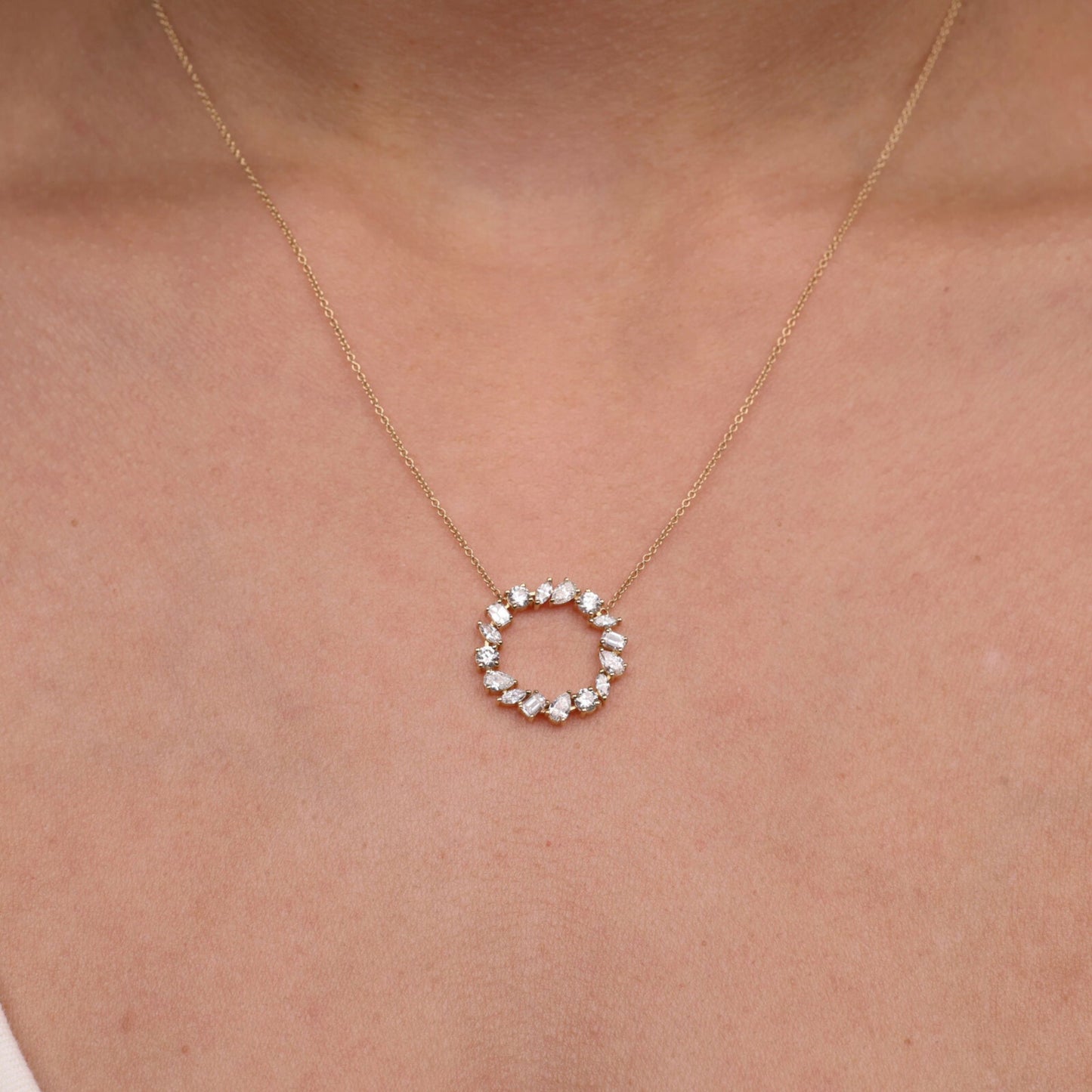 Mixed Fancy Shape Diamond Circle Pendant