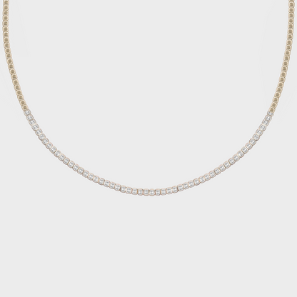 Bezel Set Emerald Cut Tennis Necklace