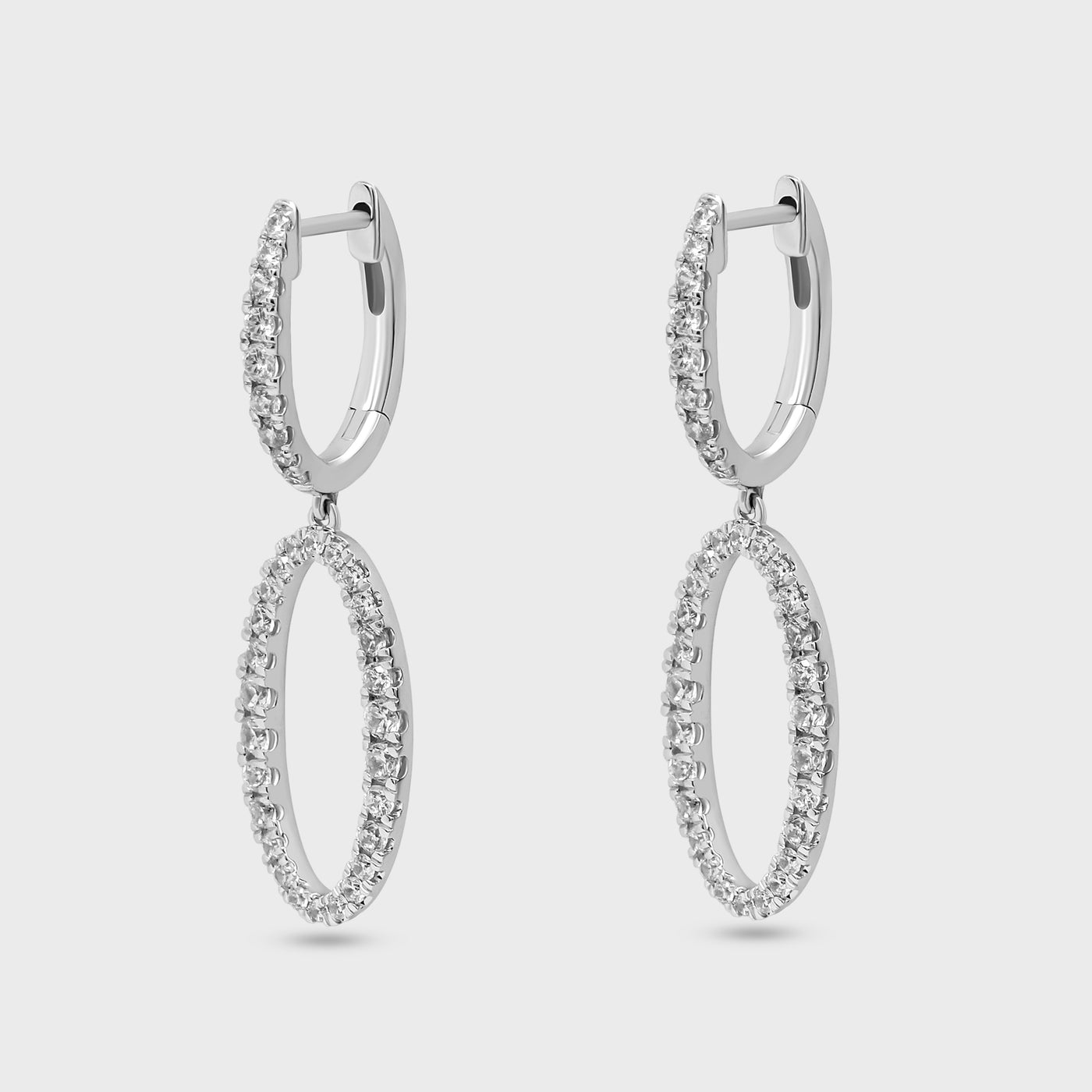 Pave Oval Drop Earring