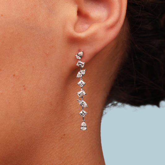 Mixed Fancy Shape Diamond Drop Earrings
