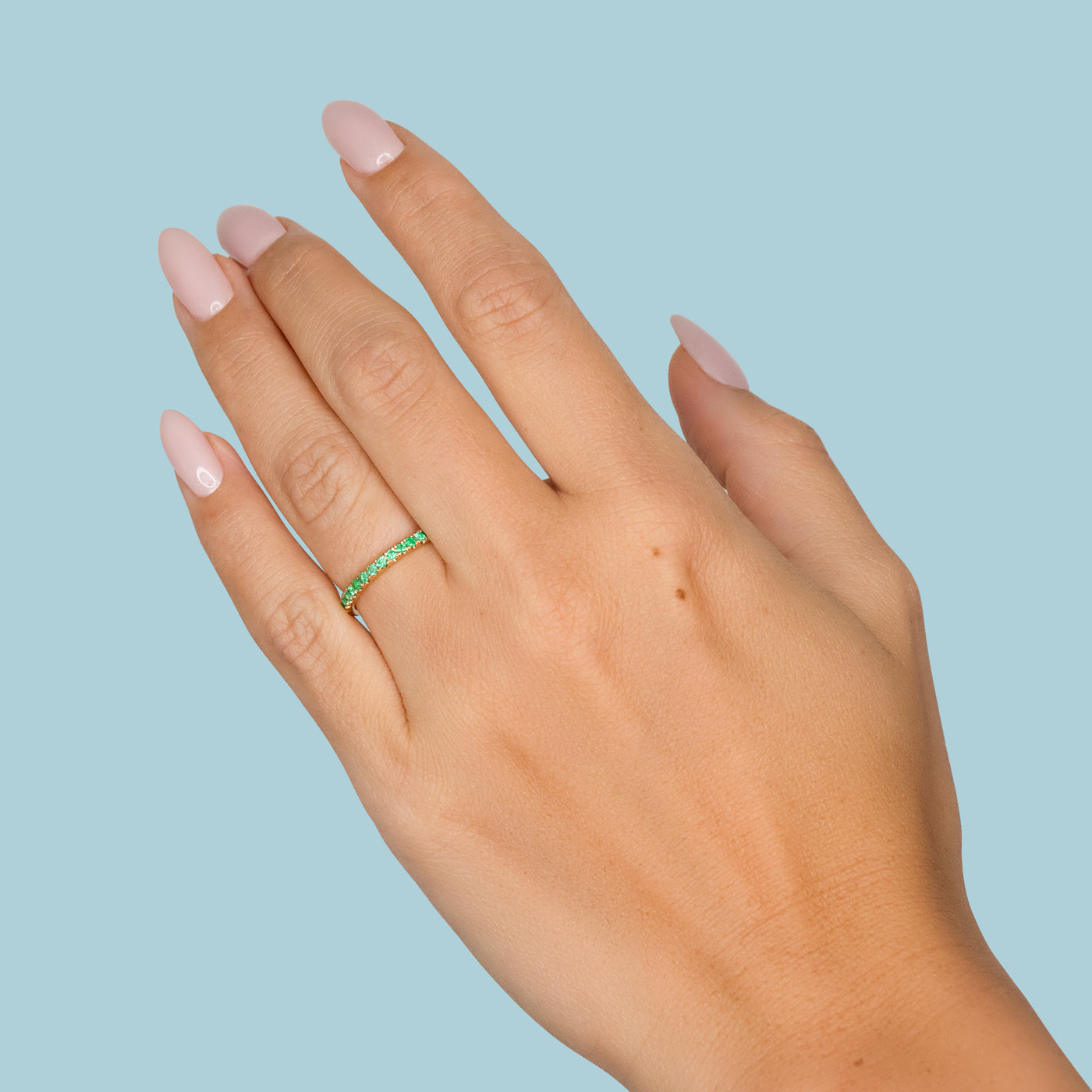 Emerald Gemstone Pave Band