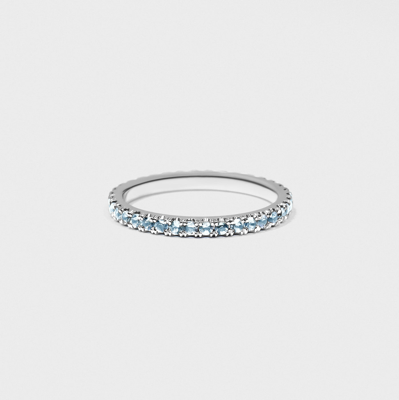 Aqua Gemstone Pave Band