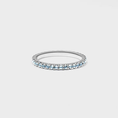 Aqua Gemstone Pave Band