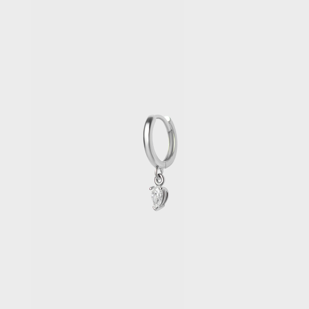 Diamond Pear Charm Hoops