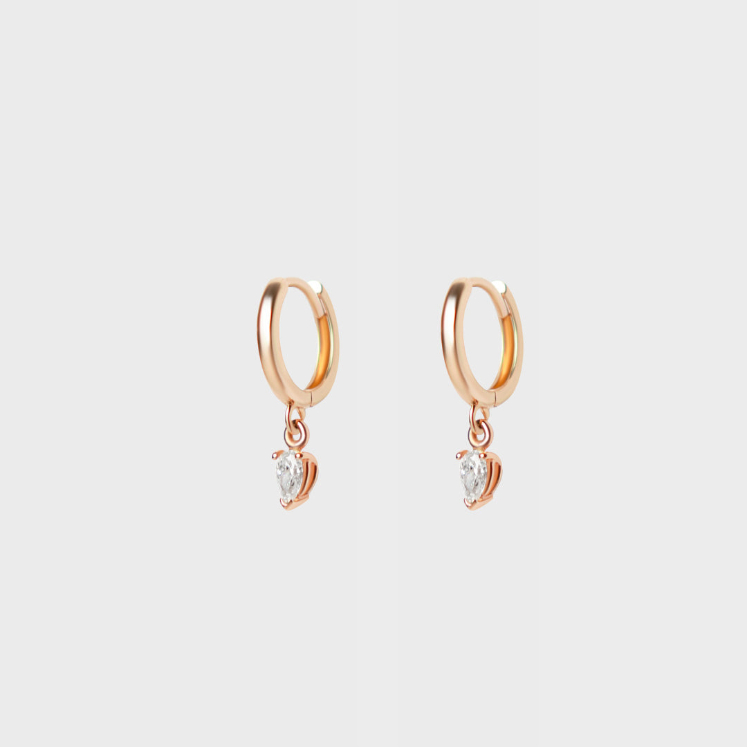 Diamond Pear Charm Hoops